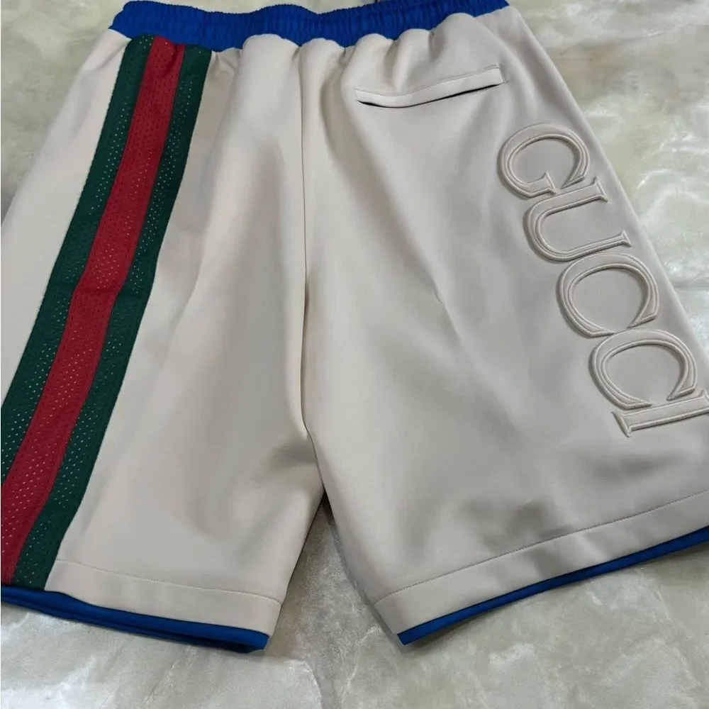 Gucci NWT Logo Embossed Web Stripe Basketball Shorts Medium